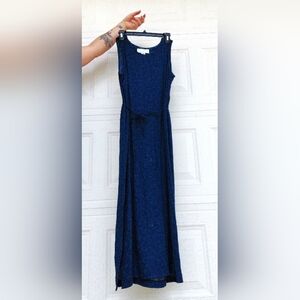 Norton McNaughton Textured Blue Maxi DRESS With tie